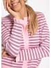 SASSYCLASSY Gestreifte Strickjacke mit Volants in Rosa