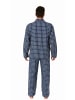 NORMANN Flanell Pyjama langarm Schlafanzug zum durchknöpfen - 70801 in navy
