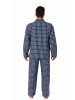 NORMANN Flanell Pyjama langarm Schlafanzug zum durchknöpfen in navy