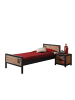 58 aufm Kessel BETT mit Nachtkommode Kameko aus Holz+MDF in Schwarz/Natur