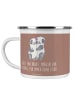 Mr. & Mrs. Panda Camping Emaille Tasse Braut Liebe mit Spruch in Braun Pastell