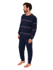 NORMANN Schlafanzug lang Pyjama Bündchen Kuschel interlock - 86888 in marine