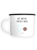 Mr. & Mrs. Panda XL Emaille Tasse Milch Keks mit Spruch in Weiß
