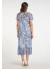 faina Damen Midikleid Mit Allover-Print in Blau Mehrfarbig