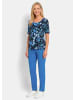 GOLDNER Baumwollshirt mit farbstarkem Blütenmuster in schwarz / blau / gemustert