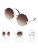 styleBREAKER Runde Sonnenbrille in Gold / Braun Verlauf