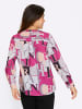 Sieh an! Langarmbluse in fuchsia-hellgrau-bedruckt