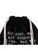 Mr. & Mrs. Panda Turnbeutel Wir sind, was wir... mit Spruch in Schwarz