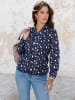 WITT WEIDEN Langarm-Poloshirt in marine-hortensie-bedruckt