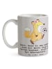 Mr. & Mrs. Panda Tasse Fussball Trainerin Herzsieg mit Spruch in Grau Pastell