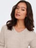 ONLY Warmer Strickpullover Stretch V-Ausschnitt Sweater ONLCAMILLA in Beige