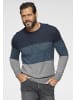 Man's World Rundhalspullover in blau-petrol-grau