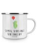 Mr. & Mrs. Panda Camping Emaille Tasse Angst überwinden mit Spruch in Weiß