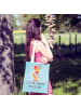 Mr. & Mrs. Panda Shopping Bag Fuchs Sänger mit Spruch in Eisblau