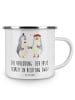 Mr. & Mrs. Panda Camping Emaille Tasse Verlobung Schritt mit Spruch in Weiß