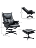 HOMCOM Relaxsessel mit Hocker in Schwarz 75L x 84B x 101H cm