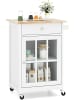 COSTWAY Küchenwagen mit Rollen in Weiß