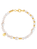 Glanzstücke München Armband aus Sterling Silber mit Labradorit und Süßwasser-Zuchtperle in gelbgold