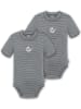 Normani Outdoor Sports 2x Baby Merino Kurzarm Body in Grau gestreift