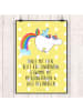 Mr. & Mrs. Panda Wandposter Einhorn Fliegendes Pferd mit Spruch in Gelb Pastell