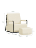 SoBuy Sessel mit Hocker in Cremeweiß - (W) 67 x (H) 78 x (L) 59.5 cm