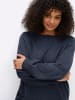 sheego Langarm-Pullover in tiefblau-meliert