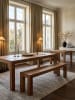 KADIMA DESIGN Sitzbank Akazie | Massivholz, 140x45x35cm, Naturprodukt in Beige