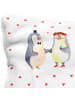 Mr. & Mrs. Panda Kissenbezug Pinguin Heirat mit Spruch in Weiß