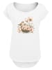 F4NT4STIC Long Cut T-Shirt Vogelnest Blumen in weiß