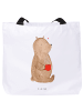 Mr. & Mrs. Panda Shopper Tasche Bär Kaffee ohne Spruch in Weiß