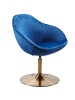 KADIMA DESIGN Loungesessel Samt | Drehbar, Gold Gestell, Polyester-Mix in Blau