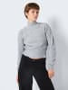 Noisy may Cropped Rippstrick Pullover Rundhals NMNELLA in Grau