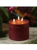MARELIDA XXL LED 3 Docht Kerze Echtwachs Timer D: 15cm H: 15cm in rot