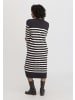 Hessnatur Strickkleid Streifen Midi Relaxed in schwarz