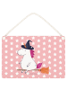 Mr. & Mrs. Panda Holzschild Einhorn Hexe ohne Spruch in Rot Pastell