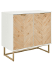 Beliani Sideboard ALASKA in Weiß/Gold/Braun - (W) 80 x (H) 80 x (L) 40 cm