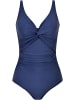 COFI 1453 Marineblauer Badeanzug mit Gedrehtem V-Ausschnitt in Blau