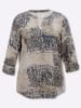 Sieh an! Langarm-Bluse in beige-dunkelblau-bedruckt