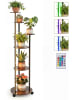 COSTWAY 6-stufig Blumenständer mit LED & Rollen 45 x 43 x 146,5 cm in Braun