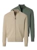 Redmond Strickjacke Basic in Dunkelgrün / beige