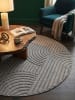 KADIMA DESIGN Flachgewebe-Teppich Hoch-Tief Bögen 3D Relief Pflegeleicht in Silber