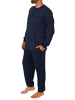 NORMANN langarm Pyjama Schlafanzug Bündchen und Knopfleiste am Hals - 68151 in marine