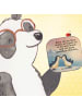Mr. & Mrs. Panda Glas-Untersetzer Pinguine Kuss Design mit Spruch in Weiß