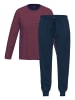 Ammann Schlafanzug Night & Home Cotton in Dunkelblau / rot