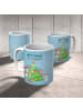 Mr. & Mrs. Panda Kaffeetasse Weihnachtsbaum schmücken mit Spruch in Eisblau