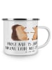 Mr. & Mrs. Panda Camping Emaille Tasse 15. Hochzeitstag Gläserne... in Weiß