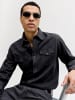Jack & Jones Elegantes Langarmhemd Knopfverschluss Einfarbig in Dunkelgrau