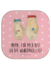 Mr. & Mrs. Panda Holz Untersetzer Bären mit Blumenkranz mit Spruch in Rot Pastell