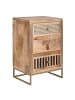 KADIMA DESIGN Industrial Nachttisch, Mango Massivholz/Rattan, 3 Schubladen