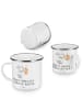 Mr. & Mrs. Panda Camping Emaille Tasse 8. Hochzeitstag Blechhoch... in Weiß